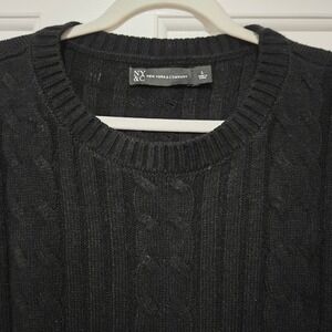 NY & COMPANY Black Cable Knit Button Side Sweater Dress Size L